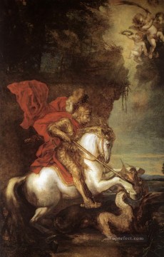  dragon Painting - St George and the Dragon Baroque court painter Anthony van Dyck